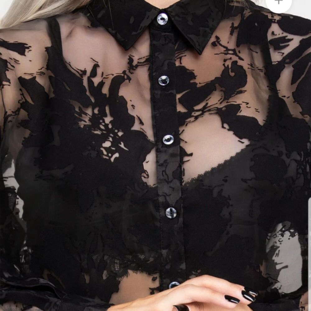 Disturbia Spectre Sheer Loose Fit Blouse Top - Picture 4 of 14